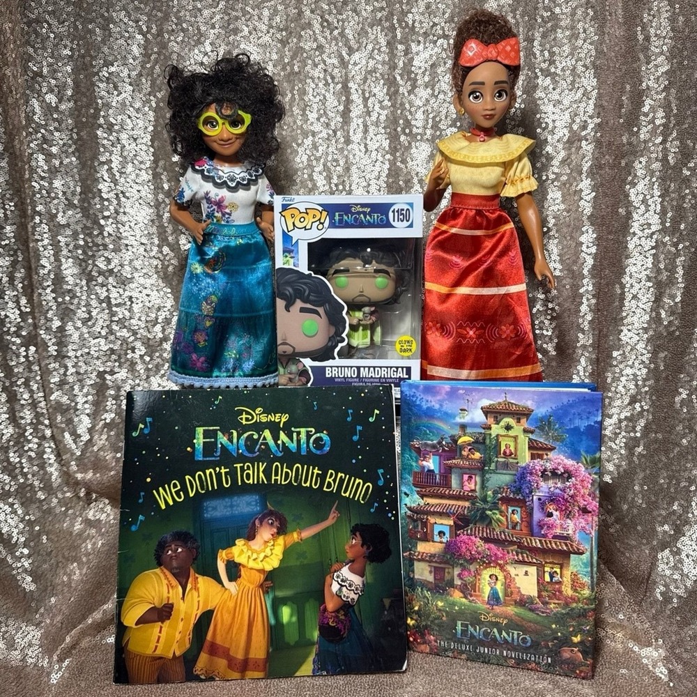 Disney Encanto Bundle Mirabel Dolores Dolls Bruno Funko Pop 1150 & Books Set
